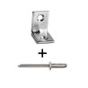 Úhelník 20 x 15 mm NEREZ + Nýt trhací 4 x 8 mm Hliník - AL